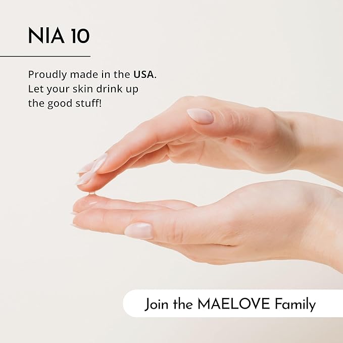 MAELOVE NIA 10 Niacinamide Serum, Calming Face Serum for Strengthening Skin Barrier, Hydration & Pore Refinement, Suitable for Sensitive, Dry, Acne-Prone Skin, Vegan, Cruelty-Free, USA Made