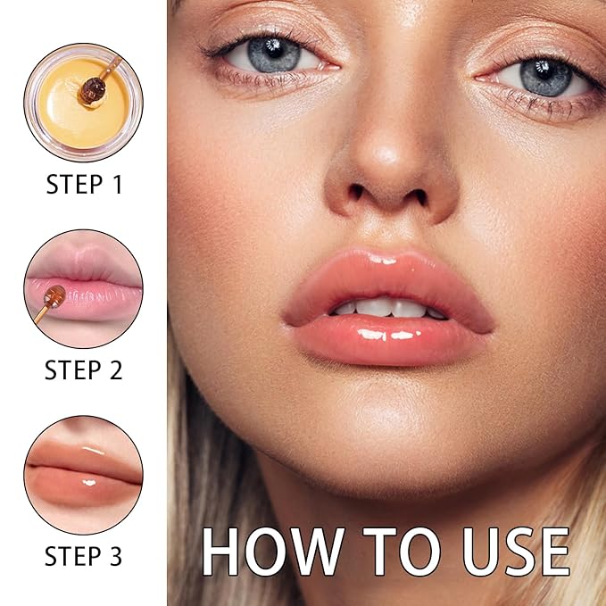 2PCS Lip Mask Overnight, Honey&Strawberry Moisturizing Exfoliator