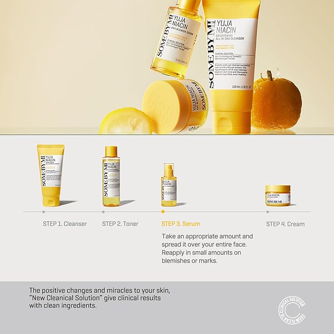 SOME BY MI Yuja Niacin Anti Blemish Serum – 1.69oz, 50ml – Korean 10% Niacinamide & Vitamin C Serum to Brighten Dull-Looking Skin – Dark Spot Remover for Pigmentation & Melasma – Korean Skin Care