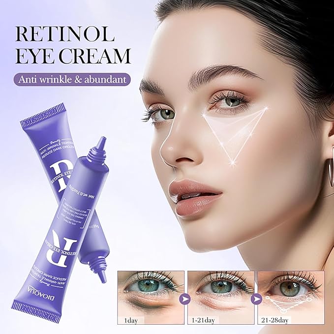 Retinol Eye Cream, Moisturizing Eye Care Daily Anti-Wrinkle Cream with 45% Retinol and 5% Hyaluronic Acid to Smooth & Moisturize Skin, Under Eye Bags, Reduce Wrinkles, Dark Circles(0.7 Ounces)