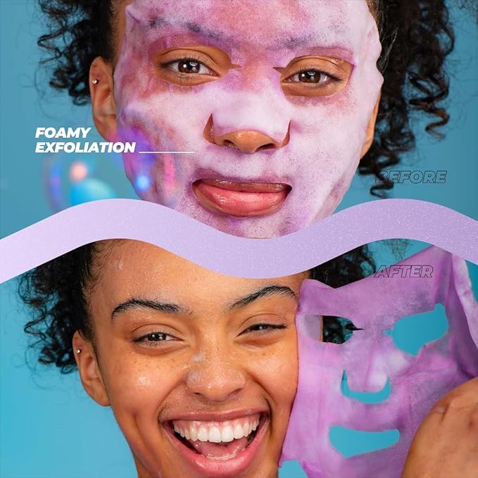 Vitamasques Blueberry Oxygenating Bubble Face Mask, Pore Cleanse and Detox, Deeply cleansing action, with bubbling fun (Pack of 3)