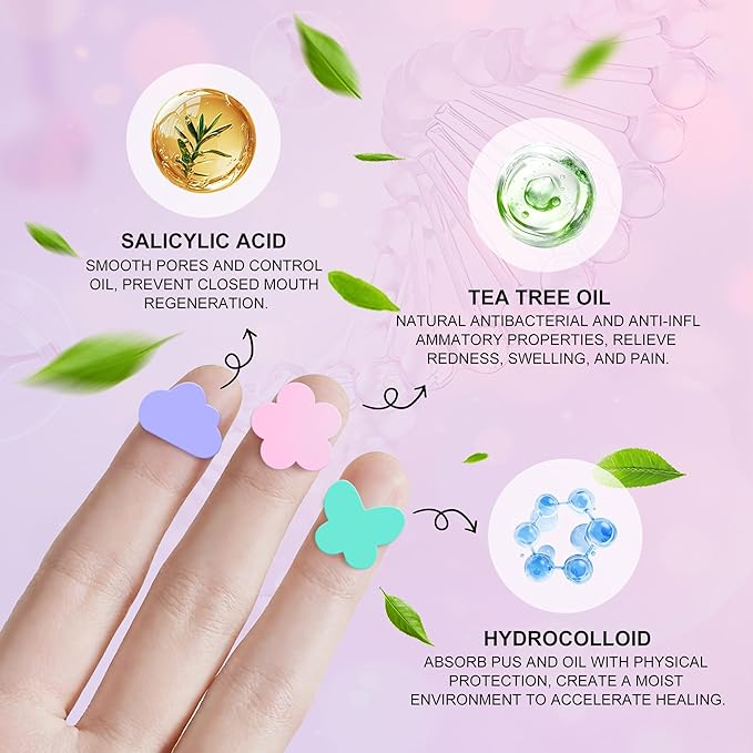 Pimple Patches for Face,Pimple Patches Cute,Acne Patches with Hydrocolloid, Salicylic Acid & Tea Tree,Treatment for Breakouts, Absorbs Zits & Blemish,Hydrocolloid Acne Patch for Face (72 Count)