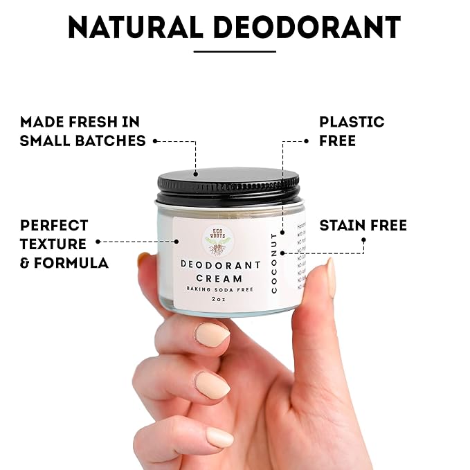ECO ROOTS Natural Deodorant for Women & Men | Organic Deodorant Cream Non Aluminum | Baking Soda Free Healthy Deoderant for Body & Private Parts | All Vegan Pit Paste Zero Sweat | Coconut Scent