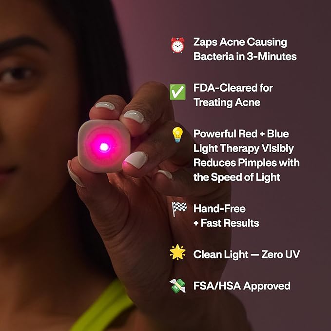 l.a.b Light Therapy Acne Patch, 1-Pack, LED Red and Blue Light Hydrocolloid Acne Patches, Fast Acting 3 Minute Skin Care Pimple Patch Spot Regimen for Zits, Blemishes, 30 Uses