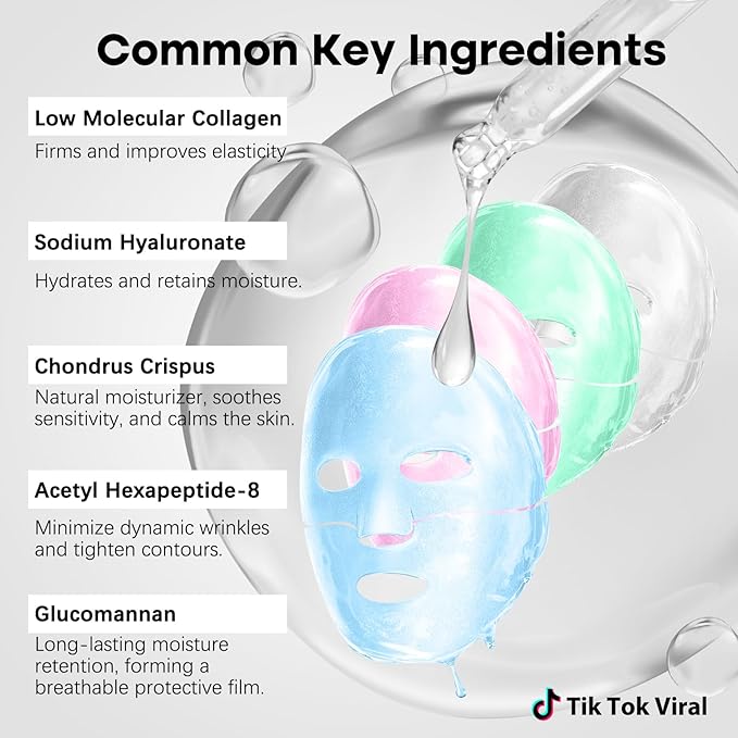 ISTON 4-in-1 Bio-Collagen Real Deep Mask Set -Plump Sagging Skin,Deep Hydration,Soothe & Repair,Nourish & Firm, Overnight Hydrogel Mask for All Skin Type