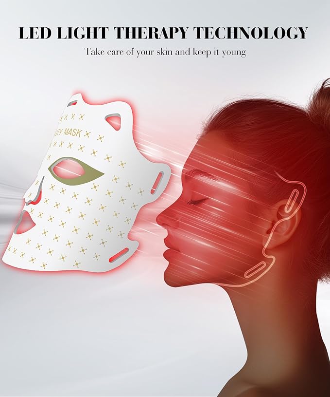 Red Light Therapy for Face, 7 Colors LED Face Mask Light Therapy At Home, Led Face Mask Light Therapy, White