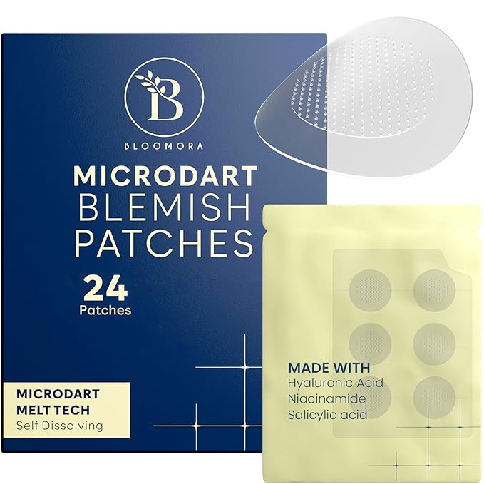 Microdart Acne Patch, Zit Patches for Cystic Acne Overnight Care, Cystic Acne Coverage, Pimple Patches Microdart Technology - Salicylic & Hyaluronic Acid (24 Count)