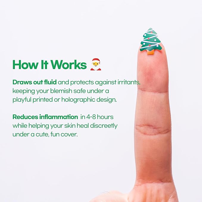 Epielle Acne Patch Shapes Edition, Acne Patches with Hydrocolloid Dressing, Fun for Parties, Sleepovers, Girls' Nights, Halloween Parties, Girls' Gift (Christmas Patch, 85ct)