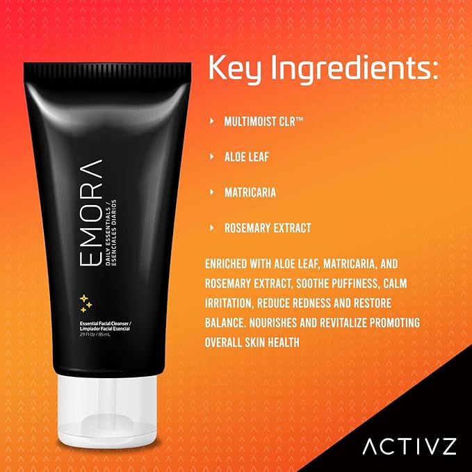 ACTIVZ Emora Essential Facial Cleanser - Gentle Hydration with MultiMoist CLR Complex, Aloe, Matricaria, and Rosemary Extracts - 85ml