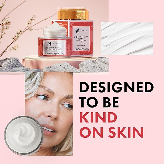 Eclat Skincare Retinol Night Cream – 2.5% Retinol & Hyaluronic Acid Face Moisturizer for Wrinkles, Fine Lines & Hydration – Firming Anti Aging Cream for Smooth, Radiant Skin 1.7 fl oz