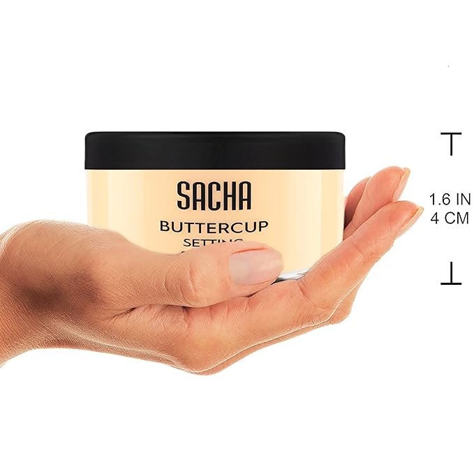 Sacha BUTTERCUP Light Setting Powder. No Ashy Flashback. Blurs Fine Lines and Pores. Loose, Translucent Face Powder to Set Makeup Foundation or Concealer. For Light to Medium Skin Tones, 1.75 oz.