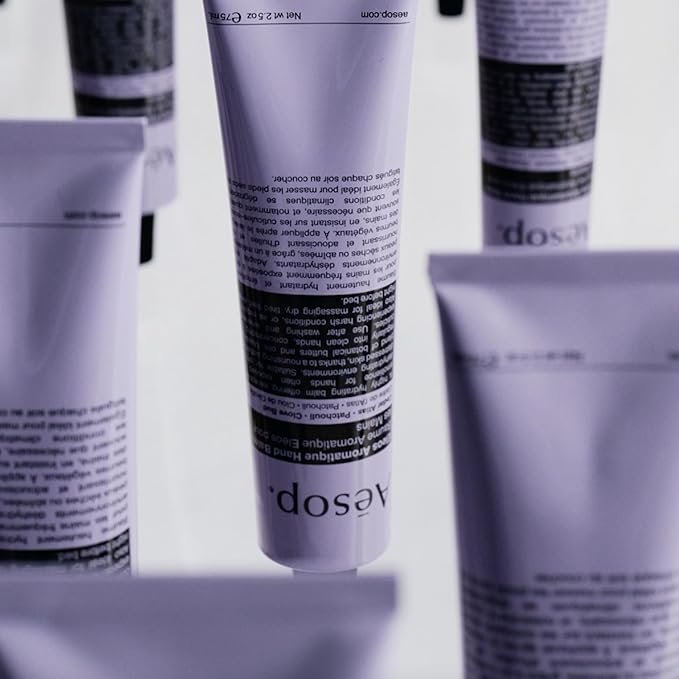 Aesop Eleos Aromatique Travel Size Hand Balm | Shea Butter and Coconut Oil to Nourish Dry, Cracked Hands | Lotion Made with Skin-Calming Essential Oils | 2.4 oz / 75 mL (Pack of 2)