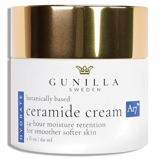 GUNILLA Ceramide Cream A17-24-Hour Moisturizer - Plump, Soften. 17 Actives & Herbals. Plant-Based. No Added Fragrance. Vegan. (2 oz)