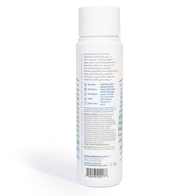 Seaweed Bath Co. Hydrate Body Wash - Lavender | Hydrating Foaming Cleanser with Soothing Natural Ingredients | Vegan, Paraben and Sulfate Free Shower Gel for Men and Women | 12 oz (Pack of 2)