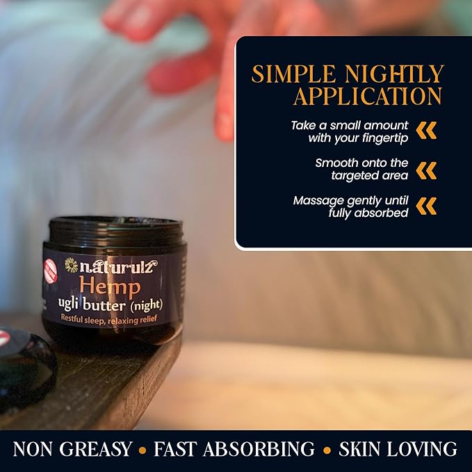 Ugli Butter Hemp Night Cream 4oz – Calming Massage Cream for Nighttime Routine with Lavender, Chamomile, Passionflower & Oregon Grown Hemp Extract, Supports Relaxation & Comfort for a Restful Night