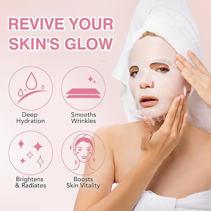 Face Masks Skincare for All Skin Types, Rose Pink Hydrating Face Sheet Masks Suitable for Sensitive Skin, Moisturizing Bulk Facial Mask for Women Skin Care, Face Mask Gifts for Face Spa 10 Sheets