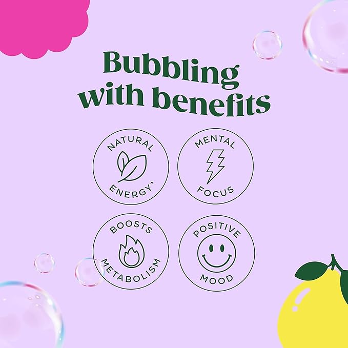 Bloom Nutrition Sparkling Energy Drink for Focus, Natural Caffeine, Zero Sugar, 180mg Caffeine, Antioxidant-Rich with Green Coffee Bean, Green Tea Extract, & Prebiotics, Raspberry Lemon 12oz 12 Pack