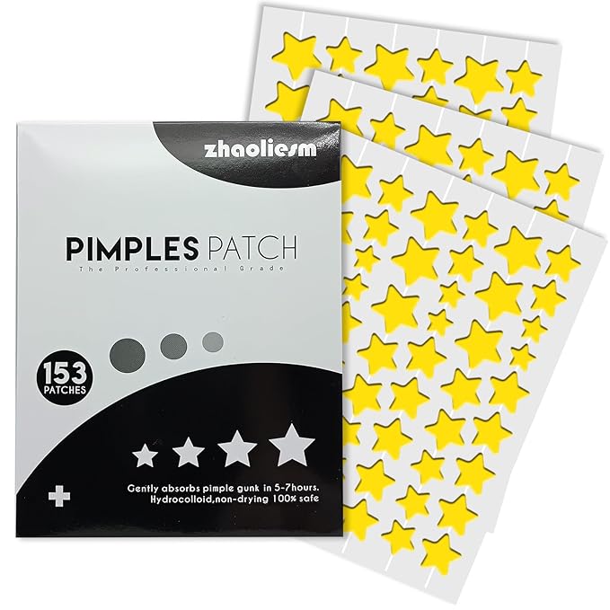 Yellow Star Pimple Patches for Face, 153 Count Hydrocolloid Star Acne Patches Invisible, Cute Zit Covers for Face, Spot Stickers with Tea Tree, Salicylic Acid and Cica Oil