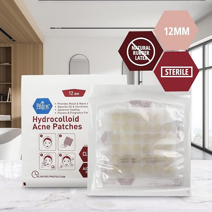 MED PRIDE Hydrocolloid Spot Bandages Pimple Patches 72 Count Clear Sterile Overnight Spot Patches for Pimples & Zits