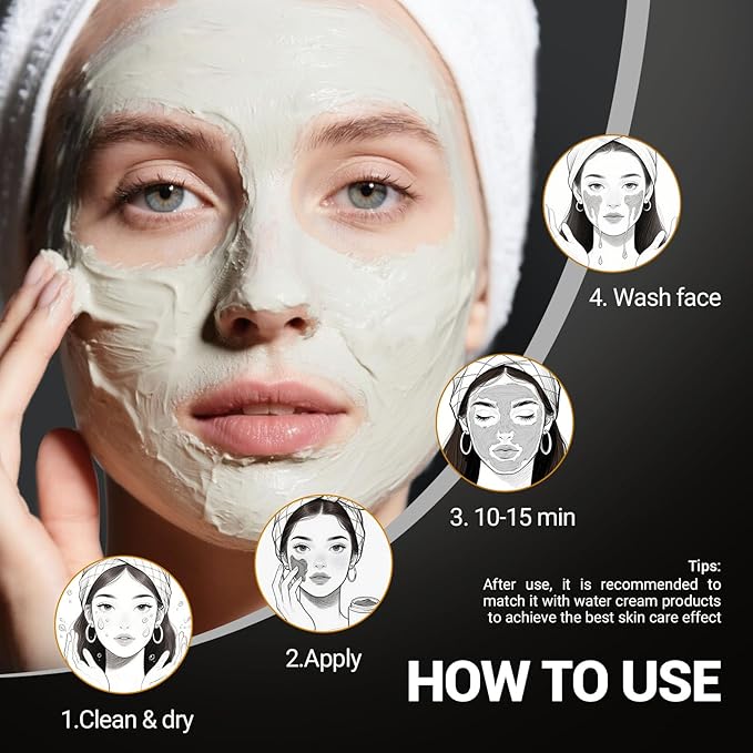 Purifying Kaolin Face Mask - Blackhead Remover and Oil Control for Sensitive/Oily/Dry Skin | Deep Recovery Clay Facial Mask with Bentonite | Detox Scrub and Pore Cleaner, 10.5oz/300g