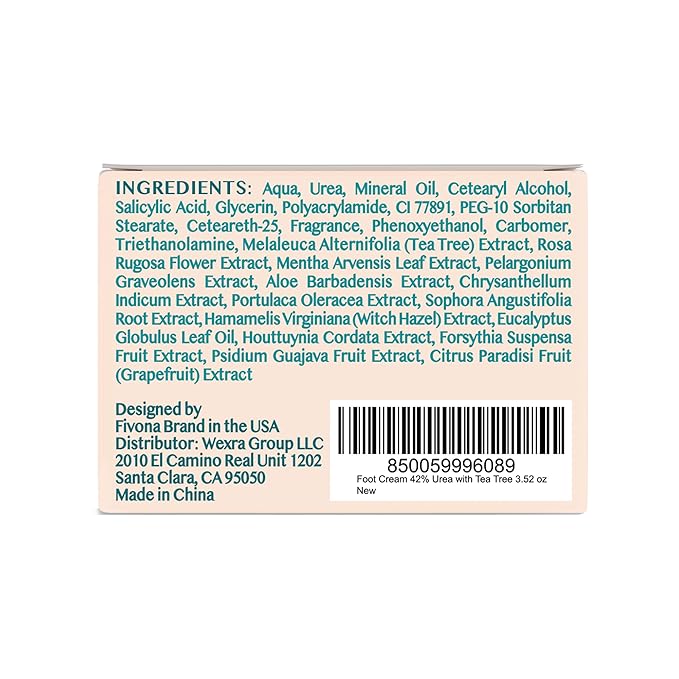 FIVONA 42% Urea Cream with 2% Salicylic Acid, Foot Cream for Feet Maximum Strength with Tea Tree and Aloe Vera Extracts Foot Lotion for Dry Cracked Heels, Callus Remover, Moisturizer Repair Cream