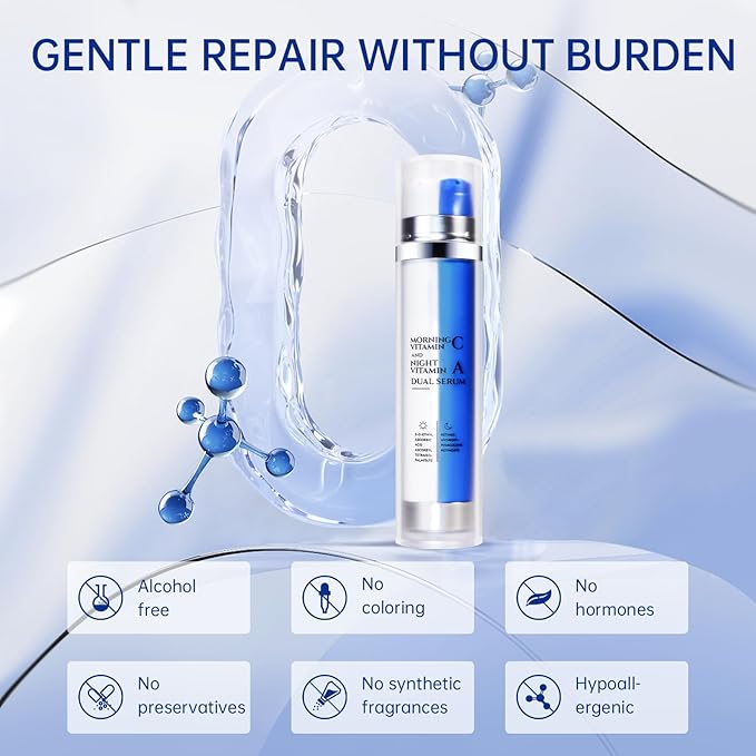 2-in-1 Face Serum, Vitamin C and Retinol Face Serum, Anti-Aging Skincare Set with Hyaluronic Acid, Niacinamide and Retinol for Anti-Wrinkle and Firming