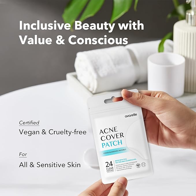 AVARELLE Acne Cover Patch Original Hydrocolloid, Tea Tree, Calendula Oil, CICA. Certified Vegan & Cruelty-Free (24 PATCHES)