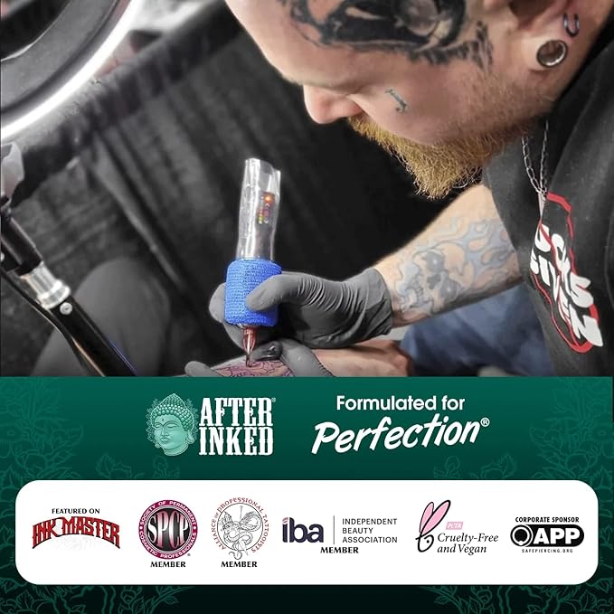 After Inked Tattoo Aftercare Lotion – Moisturizing Balm for Inked Skin, As Seen on INK MASTER – Hydrating Cream with Grape Seed Oil, Skin Nourishment & Daily Maintenance– 3 Fluid oz Tube (12-Pack)