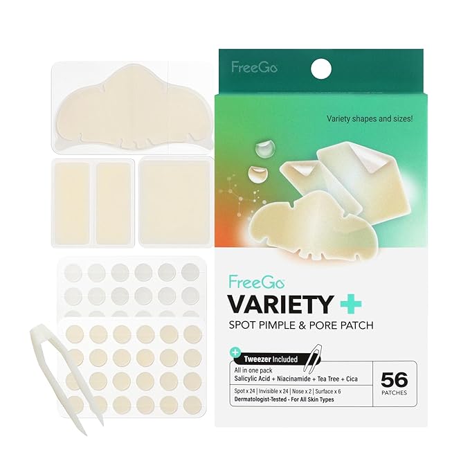 FreeGo Hydrocolloid Acne Patches for Face, Large Pimple Patches for Breakouts, Zit, Blemish Spot, Facial Stickers, Korean Pimple Patches