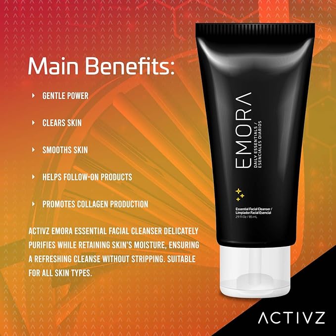 ACTIVZ Emora Essential Facial Cleanser - Gentle Hydration with MultiMoist CLR Complex, Aloe, Matricaria, and Rosemary Extracts - 85ml
