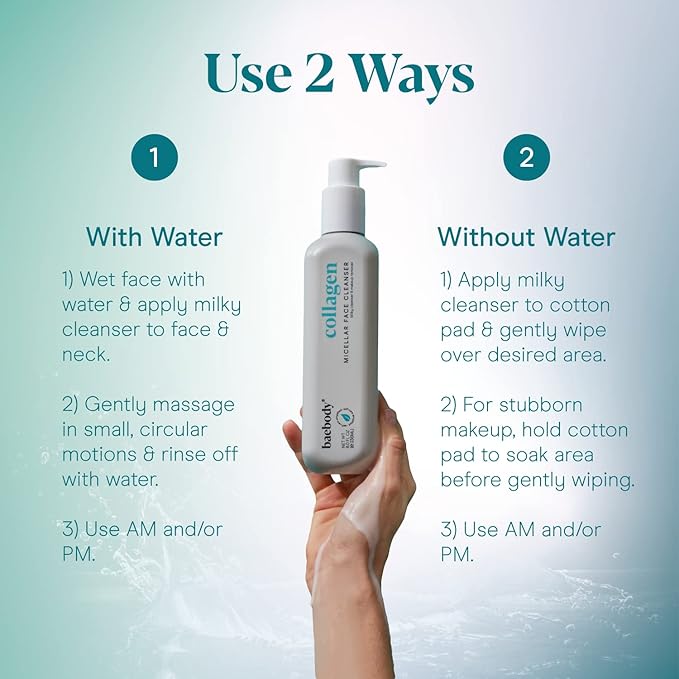 Baebody Cleansing Milk for Face - Vegan Facial Cleanser for Women and Men - Micellar Makeup Remover - Milk Cleanser Face Wash (8 fl oz)