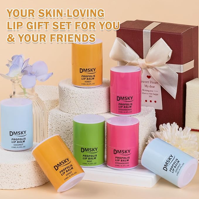 DMSKY Lip Sleeping Mask Set 8 Pack, Nourish and Hydrate Lip Butter with Shea Butter & Vitamin E, Lip Balm for Dry Lips, Gifts for Women