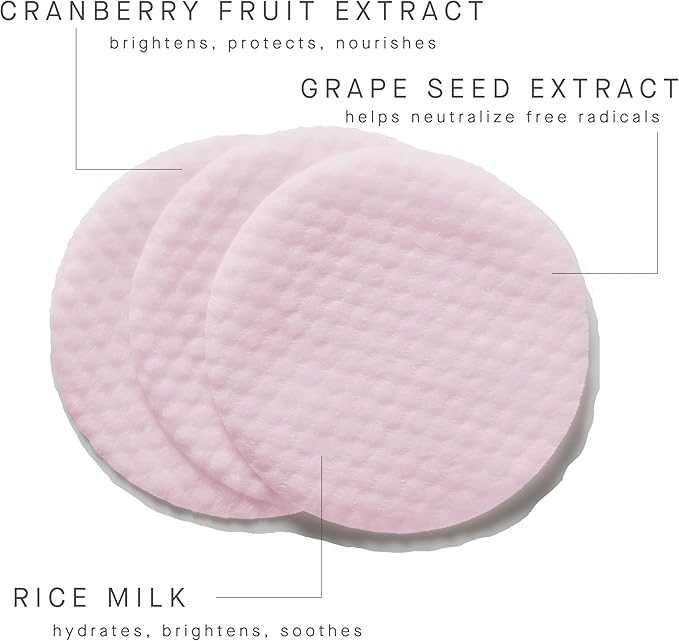 ARCONA Triad Pads - Cold Processed Cranberry and Rice Toner, Brightening Toner Pads for Face, 45 Facial Toner Pads. Made in The USA.