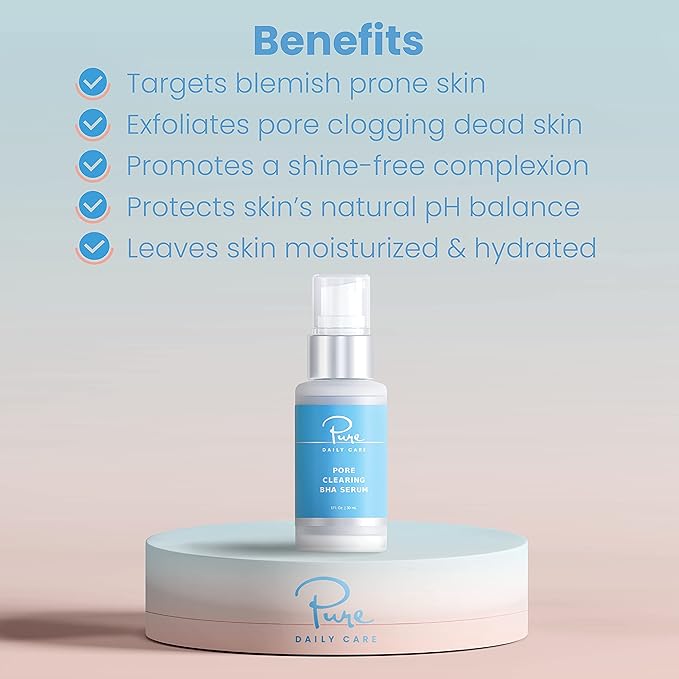Pore Clearing BHA Serum - Salicylic Acid Acne Exfoliating Serum for Blemishes Blackheads Oily Skin