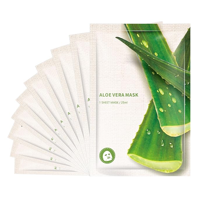 Facial Masks Skincare for Women,Aloe Vera Moisturize Face Mask Sheet for Girl,Hydrating Face Mask for All Skin Types,Dry Skin & Sensitive Skin (10-Packs)