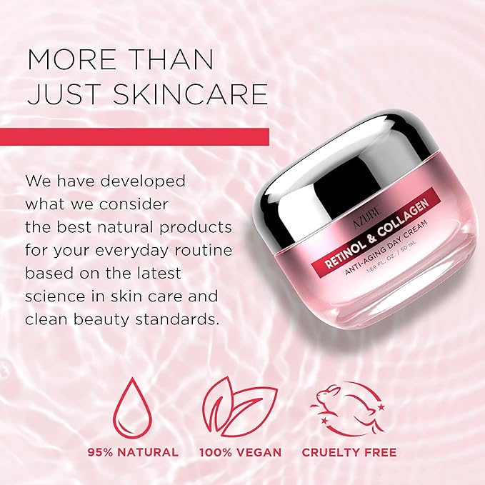 Azure Cosmetics Retinol & Collagen Moisturizer For Face - Dermatologist Tested, Anti-Aging - Skin Tightening, Fine Lines and Wrinkles Treatment Face Cream - Korean Skin Care - All Skin Type - 2 Pack