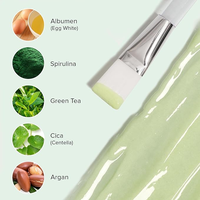 Ebanel Collagen Peptides Wash-Off Face Mask Set, 8 Pack Instant Skin Tightening and Lifting Masks, Brightening Face Mask with Niacinamide, Glutathione, Hyaluronic Acid, Vitamin C, Cica, B5, Albumen