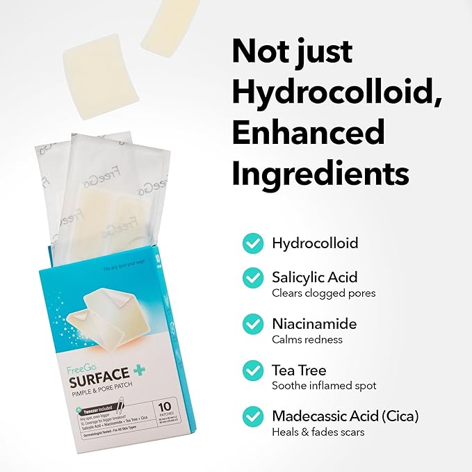 FreeGo Hydrocolloid Acne Patches for Face, Large Pimple Patches for Breakouts, Zit, Blemish Spot, Facial Stickers, Korean Pimple Patches
