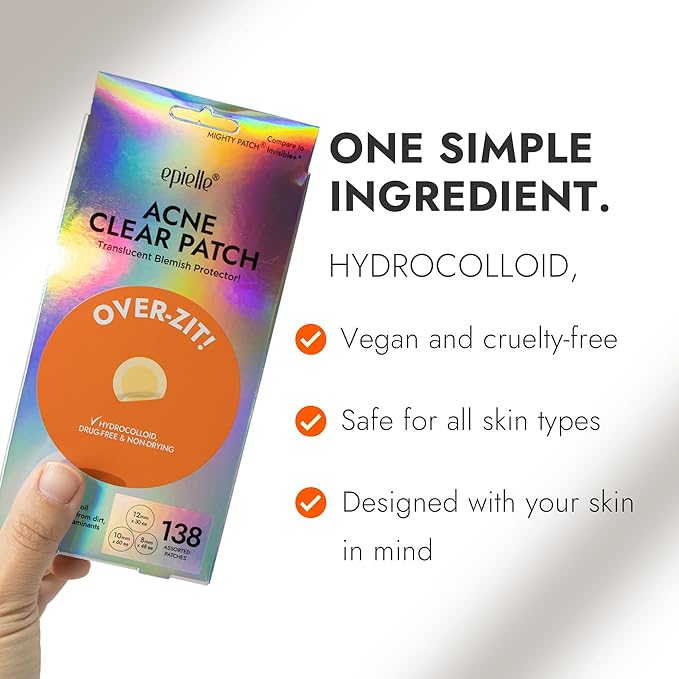 Epielle Over-Zit Acne Clear Patches 138 Count, Hydrocolloid Acne Pimple Patch for Covering Zits and Blemishes