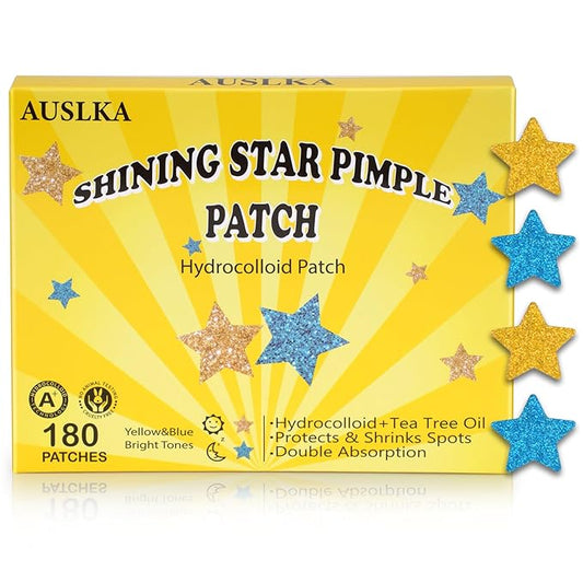 AUSLKA SHINING Star Pimple Patches -Hydrocolloid Patch for Covering Zits and Blemishes, Pimple Patches Cute, Spot Stickers for Face and Skin (180 Count)
