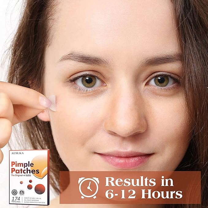 AUSLKA Blemishes Patches -175 Patches - Hydrocolloid Spot Dots - Blemishes Patch - Pimple Stickers, For Face Absorbing Cover Patch
