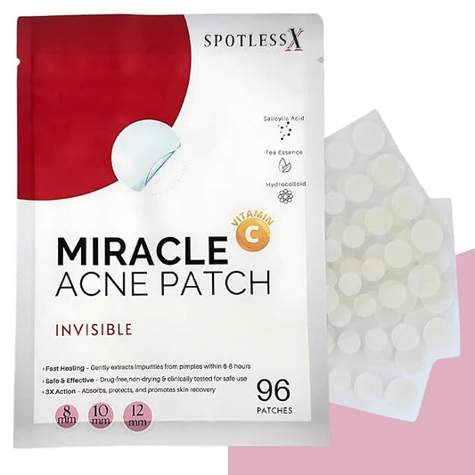 Acne Patch –Invisible Pimple Patches for Face & Body, Miracle Patch with Fast-Acting Hydrocolloid, Salicylic Acid & Tea Tree Oil – Waterproof & Hypoallergenic, 3 Sizes