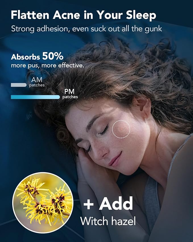 LitBear Acne Pimple Patches- Day and Night 4 Sizes 180 Dots Thin & Thick Hydrocolloid Patches with Witch Hazel, Tea Tree & Calendula Oil, Extra Adhesion for Face Zit Patch Dots