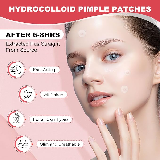 216 Counts Pimple Patches for Face, Hydrocolloid Acne Patches Zit Patches for Face Acne Spot Treatment Patch Cystic Acne Treatment Stickers Blemish Hydrocolloid Cover for all Skin Type