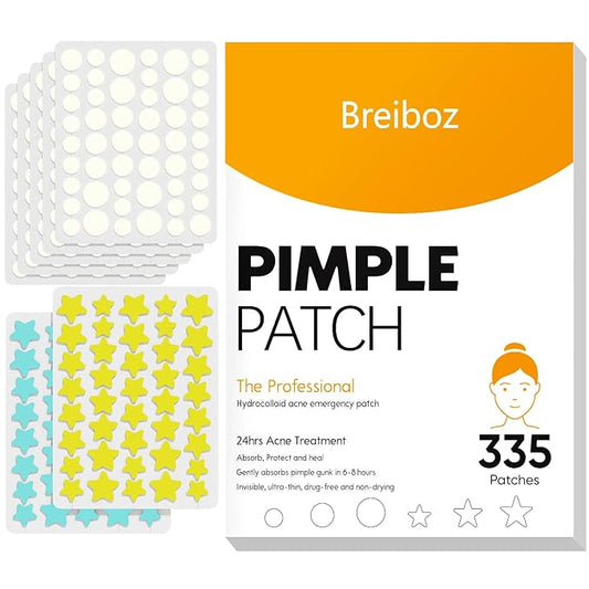 Pimple Patches for Face 335 Patches-255 Round & 80 Star Cute Coloful Acne Patches,Hydrocolloid Pimple Patch Colorful Spot Stickers w/Tea Tree, Salicylic Acid & Cica Oil| Classic & Fashion Zit Covers