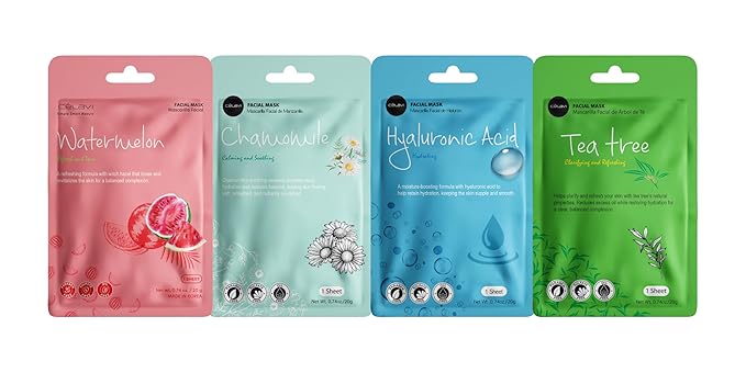 Celavi K-Beauty Skincare Essence Facial Face Mask Korea Skin Care Moisturizing C Set 12 Pack