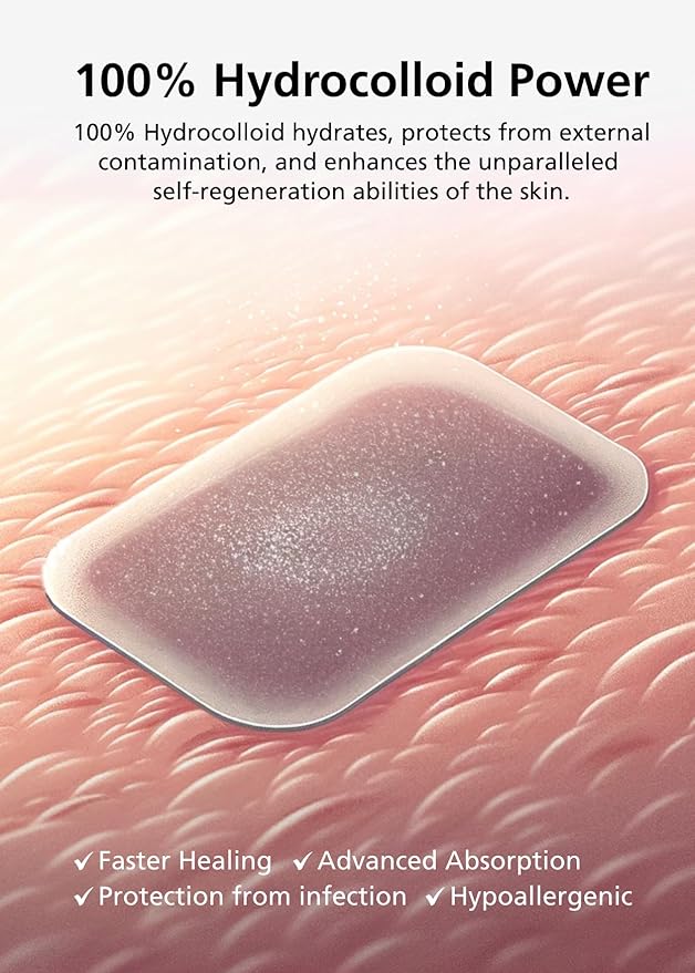 Easyderm Thin Hydrocolloid Large Wound Dressing 4”x4” 3Pack (6 Dressings) Waterproof, Latex Free, Highly Absorbent Dressing for Burns, Blisters, Acne Care and Wound Healing with Mini Scissor