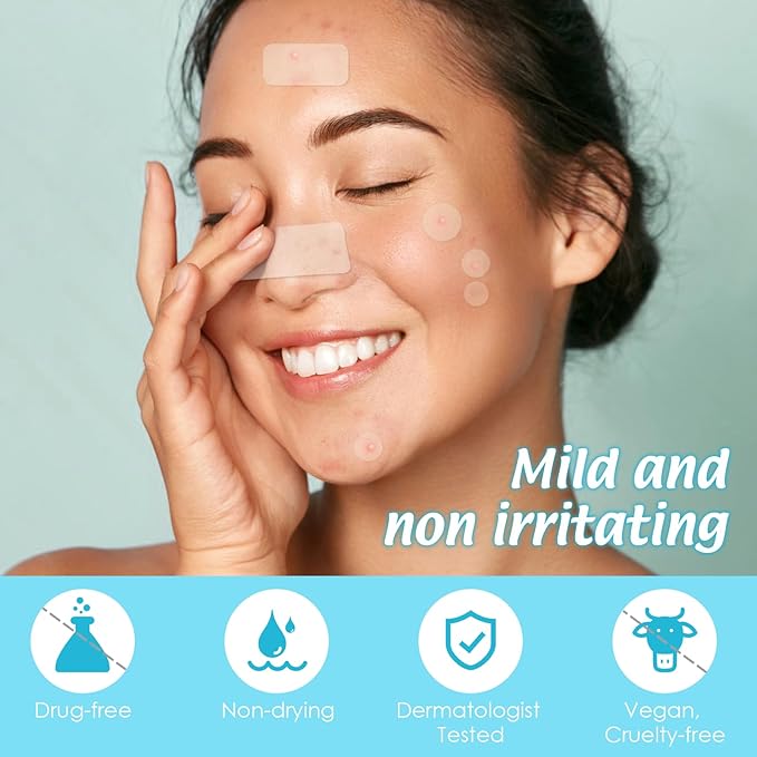 Large Pimple Patches Acne Patches hydrocolloid Bandages for Face Forehead Chin Body Chest Back Blemish Patch with Multiple Sizes (344pcs)