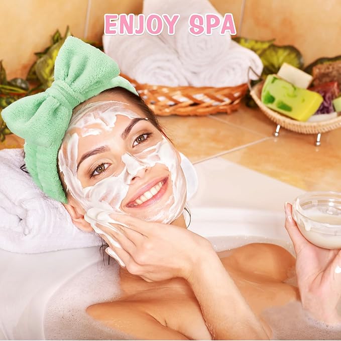 6 Pack Spa Headband for Women Skincare Makeup Headband Bow Hairband Party Favors Soft Coral Fleece Goody Bag Stuffers Christmas Stocking Stuffers for Woman Adult Teen Spa Gifts For Women Gifts Basket