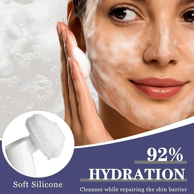 SINPIN aobenz Gentle Face Cleanser with Scrubber - Foaming Facial Cleanser for Dry, Sensitive, Oily, Acne Skin | Natural Face Wash for Women & Men, Niacinamide & Hyaluronic Acid | Hydrating, 3.38 FL